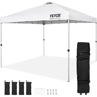 Vevor Faltpavillon 3,05 x 3,05 m inkl. 4 Seitenteile Weiß/Silber
