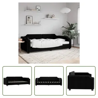 The Living Store Tagesbett Schwarz 100x200 cm Stoff - Schwarz