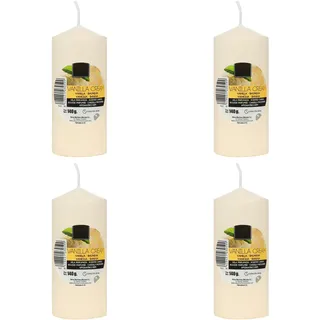 4 Stück Duftkerze Duft Vanillecreme, Beige Stumpenkerzen 11x4.7cm, Duft Stabkerzen 25 Stunden Verbrennung