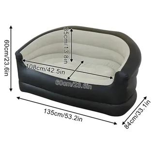 Aufblasbares Outdoor Sofa - Doppelte Luftmatratze/Liegesofa - Tragbar für Camping, Faltbar, Beflockte Oberfläche, Für 2 Personen - Kaffeebraun