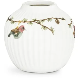 Kähler Vase H13 cm Hammershøi Christmas Handarbeit mit Aquarellmalerei, Weiss