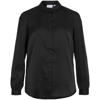 Vila Damen Viellette Satin L/S Shirt/Su - Noos Bluse,Schwarz40