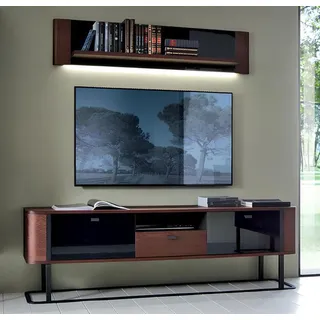 Modern Set TV-Lowboard Komplett Wandregal Einrichtung Wohnzimmer - Braun