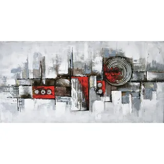 Ölbild BÖNNINGHOFF "Ölgemälde handarbeit ABSTRAKT 40x80 cm – Wandbild Kunst Deko modern", grau (farbe bild(er): weiß, grau, rot), B:80cm H:40cm T:2,5cm, Acrylfarbe, Canvas, Holz, Bilder, Ölbild, handgefertigt, jedes Bild ein Unikat