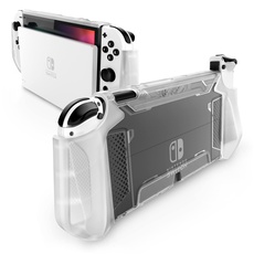 Mumba Schutzhülle für Nintendo Switch OLED 2021, robuste Schutzhülle, Hybrid-TPU-Griffabdeckung [Blade-Serie], kompatibel mit Nintendo Switch OLED-Konsole und Joy-Con-Controller, Transparent/Grün,