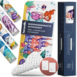 homerella® Kinder Badewannenmatte rutschfest 100x40cm, INKL. Haken, rutschfeste Badematte BPA frei, Duschmatte rutschfest, Antirutschmatte Badewanne Baby, Rutschmatte Badewanne, schimmelresistent