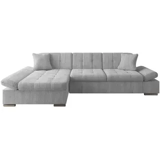 Mirjan24 Ecksofa Malwi Cord, mit Bettkasten und Schlaffunktion, Elegante Couch, Polsterecke (Farbe: Poso 110, Seite: Links) - Grau