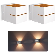 SSC-LUXon KOURA 2er Set Wandlampe Innen weiß gold mit Lichtspalt - moderne Wandbeleuchtung Up Down Retro Design mit 1x G9 Fassung