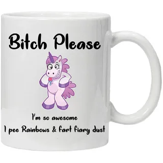 Acen Merchandise Einhorn Regenbogen Unicorn Keramik-Tasse Bitch Please I'm a unicorn! - Becher/Mug als witziges Geschenk/Lustige und Originelle Geschenke/Tee-Kaffeetasse inkl. Geschenkbox