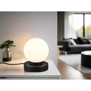 LED Tischlampe Schwarz Kugel mit GLAS Lampenschirm Touchfunktion Wohnraumleuchte