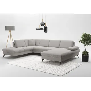 sit&more Wohnlandschaft »Morris Jubi U-Form, B: 300 cm« mit Armteilfunktion & 1 Zierkissen, optional Bettfunktion, grau