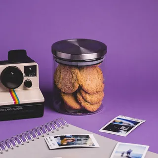 Vorratsdose Vorratsglas Glasbehälter Müsliglas Reisglas Glasdose Keksglas 720 ml - Silber