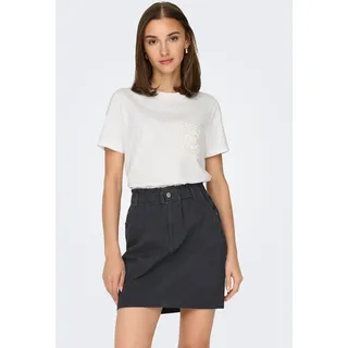 JDY Kurzarmshirt »JDYSELMA S/S CROCHET POCKET TOP JRS NOOS«, weiß