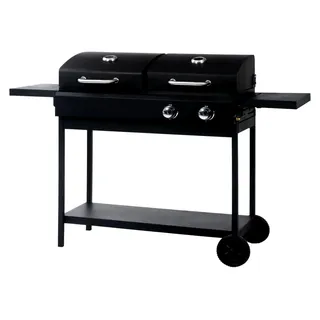 Kombigrill mit 2 Brennern und klappbaren Beistelltischen