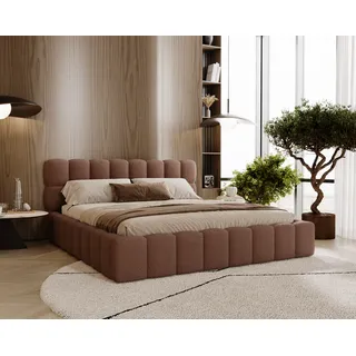 FURMEB24 Exklusives Polsterbett ALMOS 200x200 cm + Matratze â Designbett mit Lattenrost â Braun (Coral 45) - Braun
