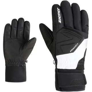 Skihandschuhe ZIENER "GATIS-Z AS glove man", Herren, Gr. 9.5, weiß (schwarz.weiß), Obermaterial: 100% Polyester. Innenseite: 100% Polyester. Futter: 100% Polyester. Wattierung: 100% Polyester, Handschuhe Skihandschuhe