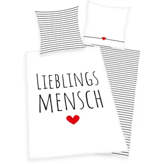 Herding Wendebettwäsche »Lieblingsmensch, Baumwoll-Renforcé« 2 Stk. tlg., schwarz-weiß