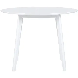 Beliani Esstisch Weiß aus MDF-Platte und Gummibaumholz Rund ⌀ 100 cm Lackiert Modernes Design Minimalistisch Esszimmer
