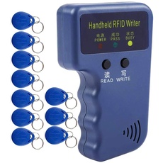 HERNAS-10SCFZQ Handheld 125 kHz RFID Reader Writer Duplicator Copier, Upgrade ID Card Cloner, mit 10 wiederbeschreibbaren Token Tags EM4305 T5577 Karten, blue