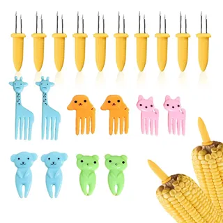 QOWUXHZ 10 Pcs Maiskolben Spieße Und 20 Pcs Spieße Fingerfood Kinder Maiskolbenhalter Mais Picks Für Bbq Edelstahl Maiskolben Spieße Edelstahl Maiskolben Halter Für Bbq Zuhause Kochen Grillen