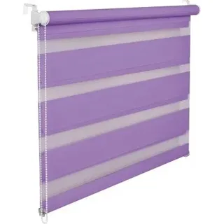 Doppelrollo Duorollo 50 cm breit 200 cm lang lila violett inkl. Seilzug Fensterrollo Klemmrollo Jalo - Lila, Violett