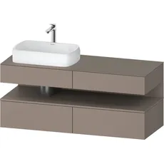 Duravit Qatego Konsolenwaschtischunterbau, 2 Auszüge, 2 Schubkästen, Ausschnitt links, 1400x550x600mm, Nische Basalt Matt, QA4765043, Farbe: Basalt Matt