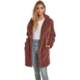 Urban Classics Damen Ladies Oversized Sherpa Coat Mantel, Rosa (Darkrose 01472), X-Small (Herstellergröße: XS)