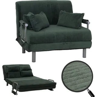 Schlafsessel HWC-K29, Klappsessel Schlafsofa Gästebett, Liegefläche 190x100cm, Stoff Cord (330g/m2) grün - Grün