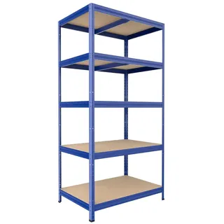 Metallregal mit Holzböden Biedrax 45 x 60 x 180 cm blau - 5 Fachböden MDF