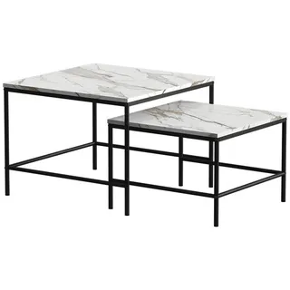 Vicco Couchtisch-Set Ramio, 60 x 60 cm 2 Teile, - Weiß, Schwarz