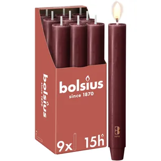 Bolsius Stabkerze XL Rustik 23 x 3 cm bordeauxrot 9 St.