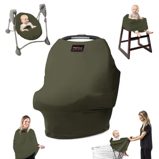 Milk Snob Original 5-in-1 Luxe Bezug – Multifunktionale Babytrage mit Stilltop-Funktion | Stilltuch für unterwegs, Kinderwagen Sonnenschutz, Bezug für Babyschale, etc. (Olive)