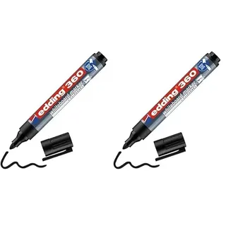 edding 360 Whiteboardmarker - schwarz - 1 Whiteboard Stift - Rundspitze 1,5-3 mm - Boardmarker abwischbar - für Whiteboard, Flipchart, Magnettafel, Pinnwand, Memoboard - Sketchnotes - nachfüllbar