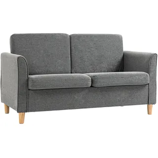 Homcom Sofa, Couch mit Holzbeine, Leinenoptik, Gepolsterter Polstersofa, Doppelsofa im Modern-Stil für Wohnzimmer, Schlafzimmer, Grau