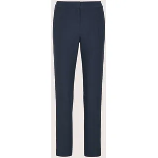 Stoffhose MADELEINE "Bügelfaltenhose Jerseyhose mit Kettendekoration", Damen, Gr. 34, N + K Gr, blau (nebelblau, melange), Obermaterial: 68% Polyester PES. 28% Viskose CV. 4% Elasthan EL., Modern, schmal, Hosen Stoffhose, seitlicher Galonstreifen mit Kettendekoration