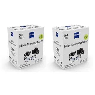 ZEISS Brillen Reinigungstücher oder Reinigungsspray zur schonenden & gründlichen Reinigung Ihrer Brillengläser - alkoholfrei (2x200)