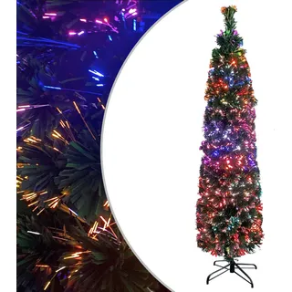 The Living Store Künstlicher Weihnachtsbaum Schlank mit Ständer 150 cm Glasfaser - Grün
