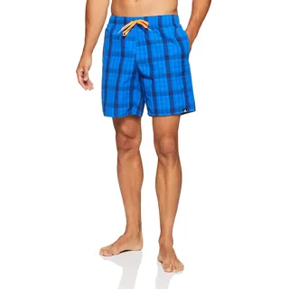 adidas Herren Check M Length Badehose, Dark Blue/Hi-Res Orange, S