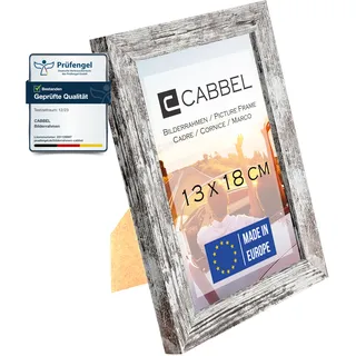 CABBEL Bilderrahmen 13x18 cm, Birke, stabiles MDF-Holz Rahmen, bruchsicherem Plexi-Glas, zum Aufhängen & Aufstellen, ideal für Fotos/Bilder/Collage