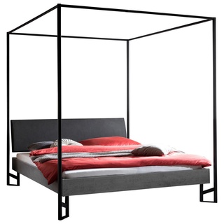 Hasena Himmelbett , Grau , Holzwerkstoff , Betonoptik , 140x200 cm , gepolstertes Kopfteil, in verschiedenen Holzdekoren erhältlich, in verschiedenen Größen erhältlich , Schlafzimmer, Komplette Schlafzimmer und Serien, Schlafzimmerserien