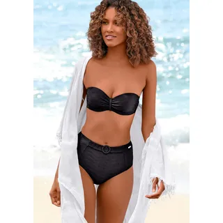 Bügel-Bandeau-Bikini-Top SUNSEEKER "Loretta", Damen, Gr. 36, Cup B, schwarz, Microfaser, Polyamid, Strukturmuster, strukturiert, unifarben, Bikini-Oberteile Bügel-Bandeau-Bikini-Top, mit Strukturmuster