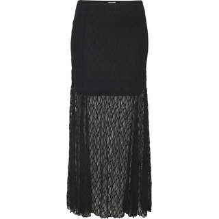 Maxirock BUFFALO "aus weicher elastischer Spitze mit Unterrock", Damen, Gr. 36, schwarz, Spitze, Obermaterial: 98% Polyamid, 2% Elasthan. Futter: 100% Polyester, unifarben, figurumspielend knöchelfrei, Röcke Maxirock, eleganter Strandrock, Sommerrock aus hochwertiger Spitzenrock,Festival, Topseller