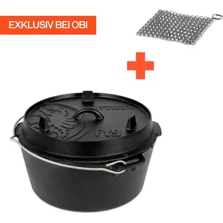 Petromax Dutch Oven Set FT9-Scrub Schwarz mit Standfüßen 7,5 l Ø 23,9 cm
