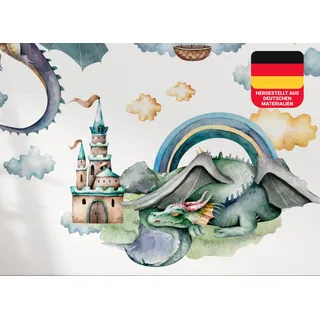 Osomhome Wandtattoo Drachen im Königstal (140x110cm) | Wandsticker & Wanddeko Kinderzimmer | Wandaufkleber, Wall Stickers os9608