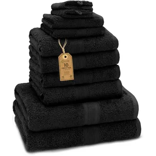 Green Mark Textilien Frottier Handtuchset 10-tlg. schwarz
