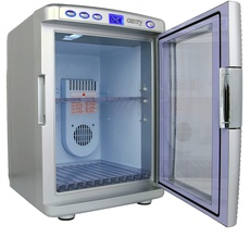 JUNG CAMRY CR8062 Mini Kühlschrank Glastür 20 L, Minikühlschrank leise, Kühlschrank klein mit Kühl- und Heizfunktion, 2 Anschlüsse (Zigarettenanzünder & Steckdose) LCD Display