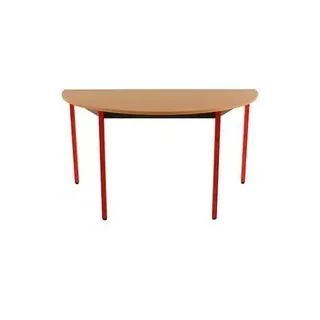 SODEMATUB Mehrzwecktisch buche, rot halbrund, Vierkantrohr rot, 120,0 x 60,0 x 74,0 cm