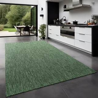 TT Home Teppich Für Outdoor Küchenteppich Balkon Terrasse Unifarbenes Design Modern Größe 300x400 cm - Grün