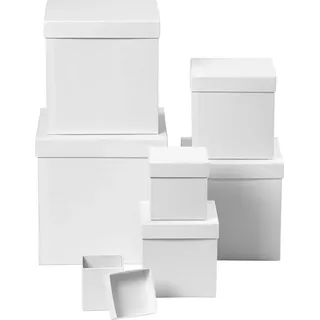 Creativ Company quadratische Boxen-Set Karton weiß 7-teilig 7,5-23 cm - Weiß