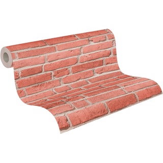 A.S. Création Vliestapete Best of Wood`n Stone 2nd Edition Tapete in Stein Optik fotorealistische Steintapete Backstein 10,05 m x 0,53 m beige rot Made in Germany 355811 35581-1